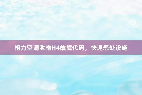 格力空调泄露H4故障代码，快速惩处设施